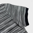 Striped Contrast Collar Polo Shirt Space Dyed Black White
