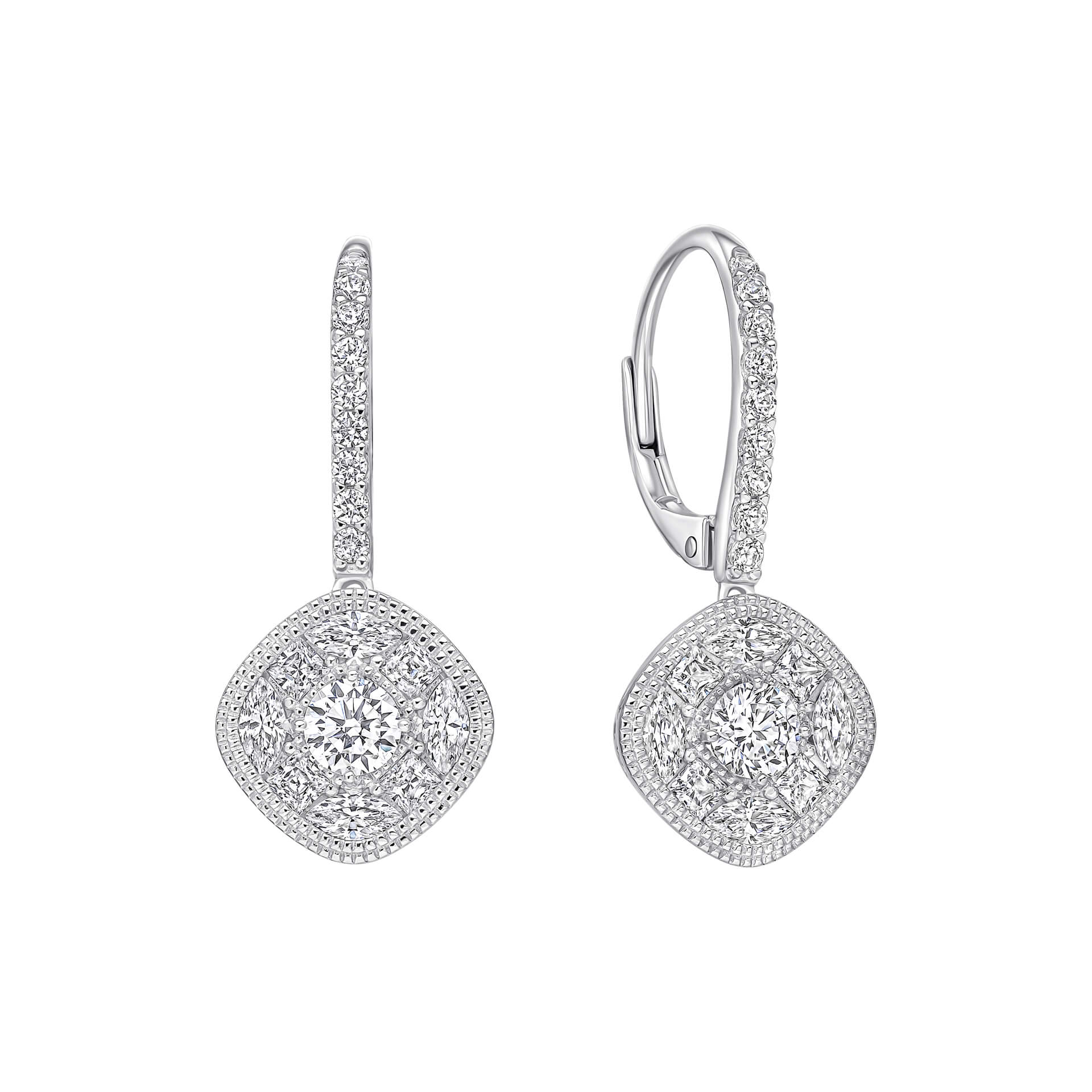 Diamonfire Pave Stippled French Hook Earrings