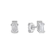 Diamonfire Emerald Cut Half Bezel Stud Earrings