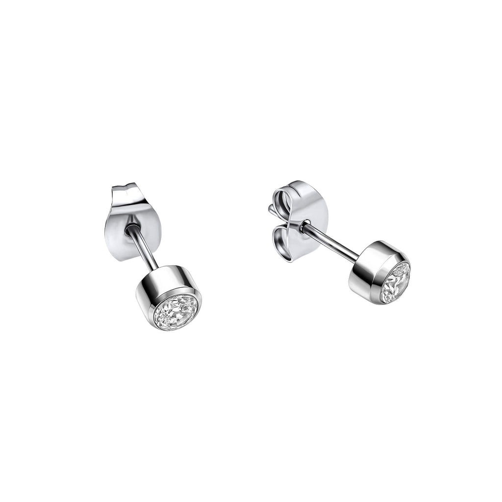 Fred Bennett Smaller Fit Stainless Steel Stud Earrings with CZ