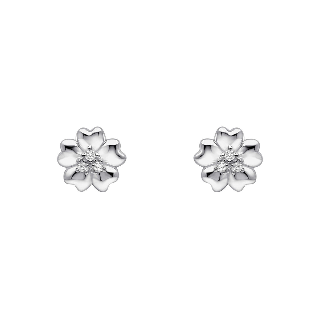 Laura Ashley Silver Riverly Ditsy Pave Flower Stud Earrings