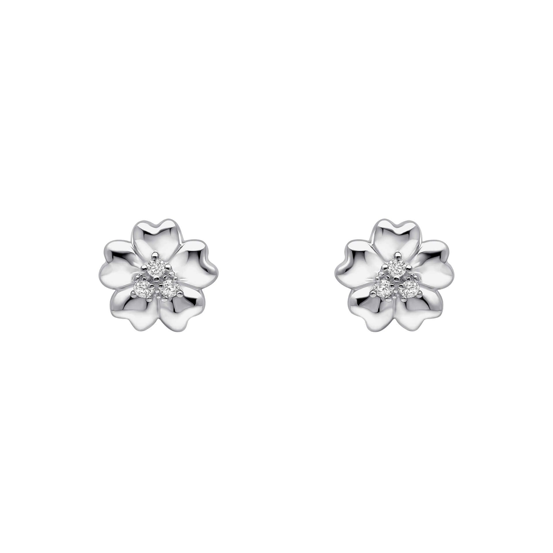 Laura Ashley Silver Riverly Ditsy Pave Flower Stud Earrings