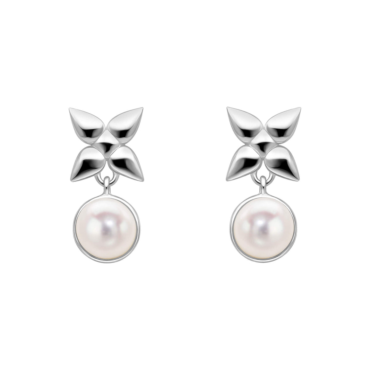 Laura Ashley Silver Hartley Check Mabe Pearl Drop Earrings