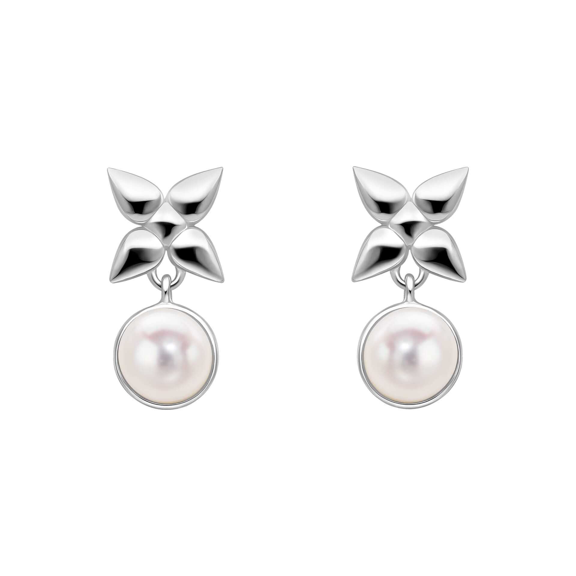 Laura Ashley Silver Hartley Check Mabe Pearl Drop Earrings