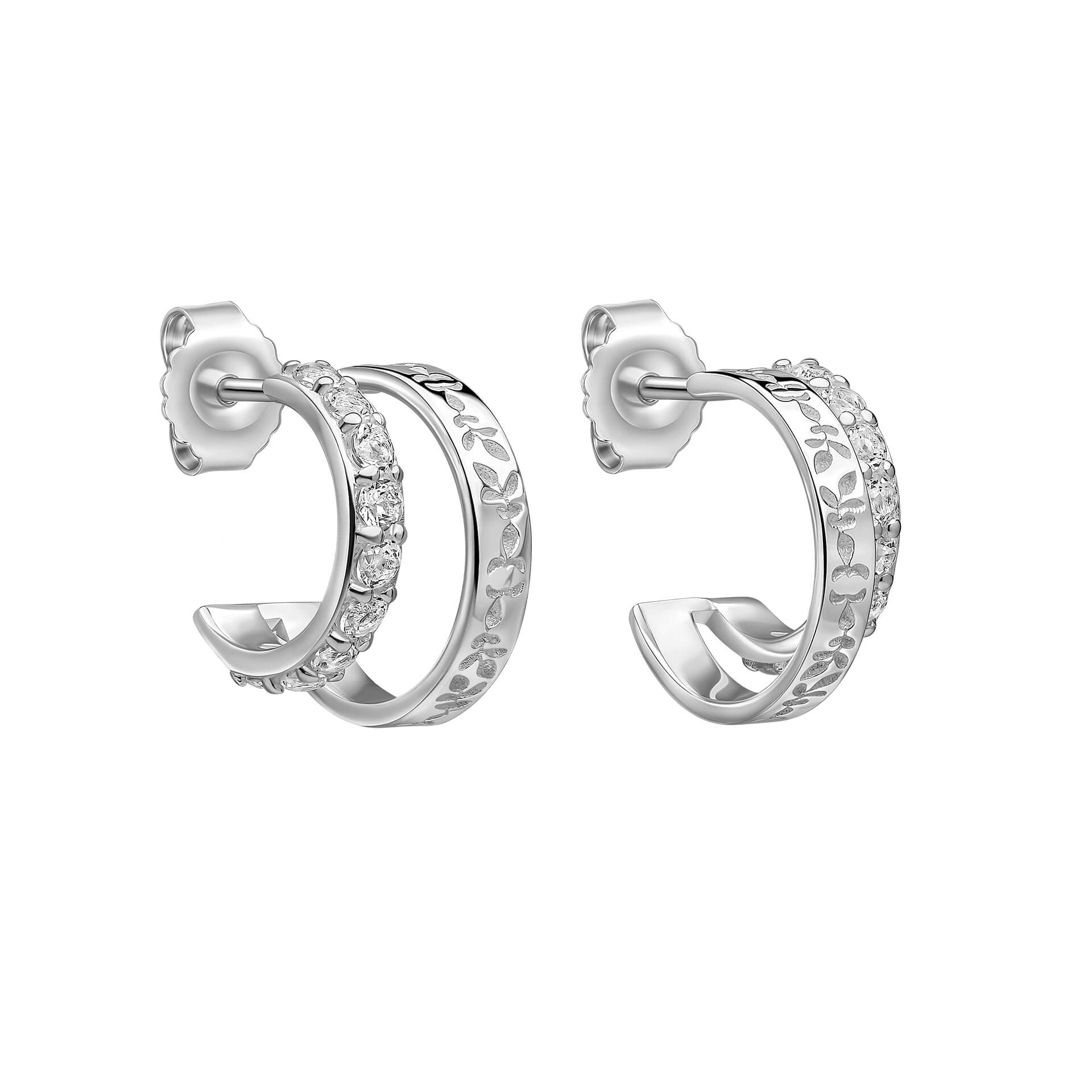 Laura Ashley Silver Foscot Damask White Topaz Hoop Earrings