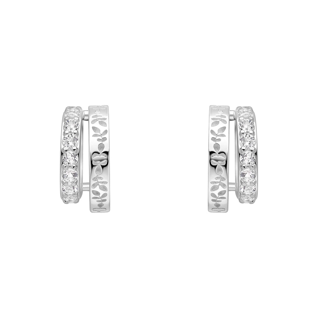 Laura Ashley Silver Foscot Damask White Topaz Hoop Earrings