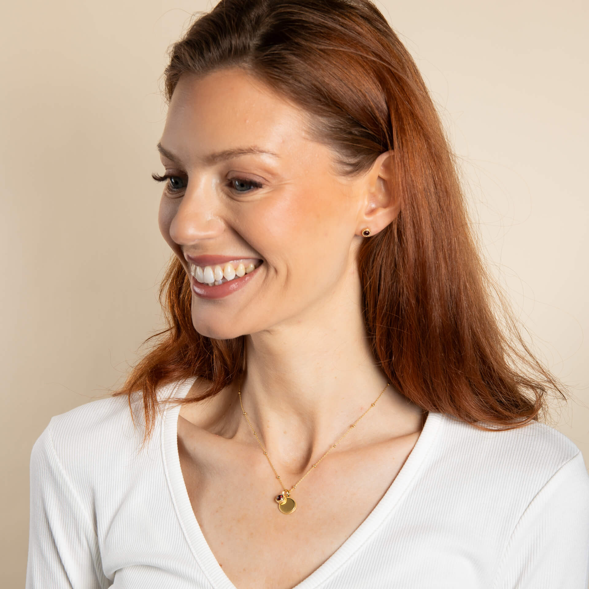 Beginnings Milgrain Semi-Precious Cabochon Birthstone Necklace