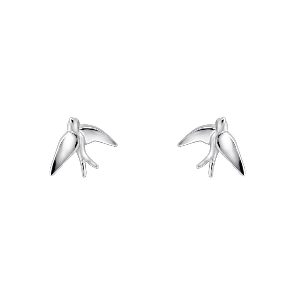 Laura Ashley Silver Blue Birds Stud Earrings