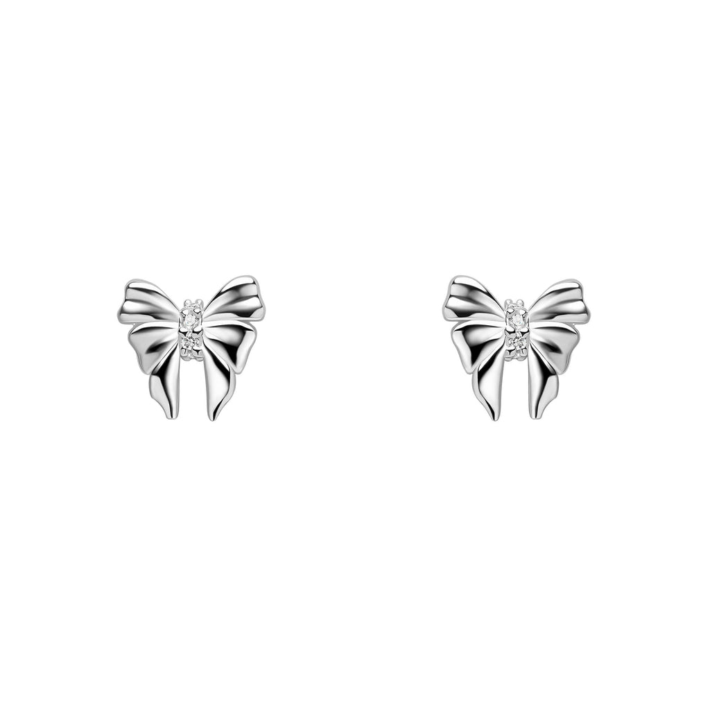 Laura Ashley Silver Kids Milda Bow Stud Earrings