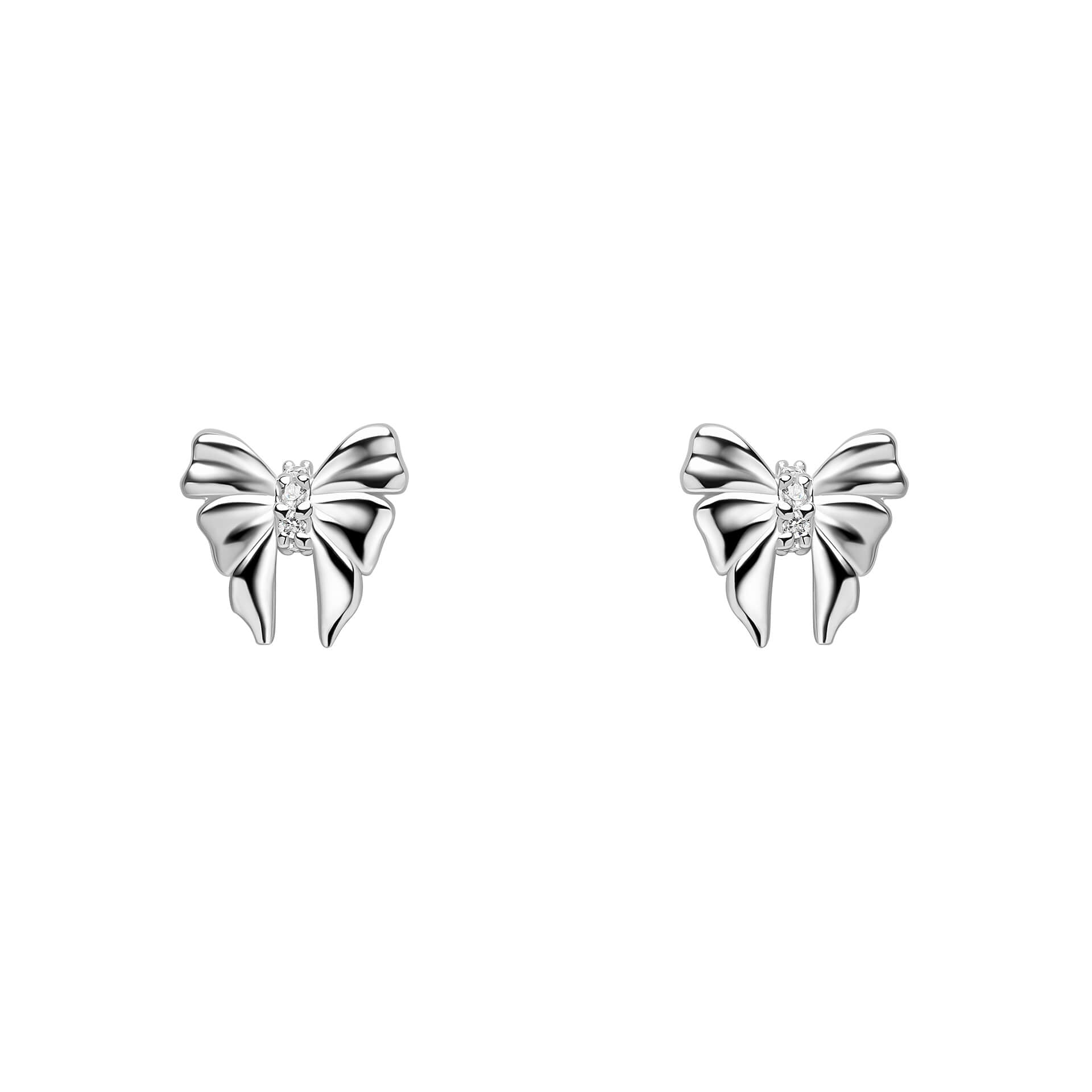 Laura Ashley Silver Kids Milda Bow Stud Earrings