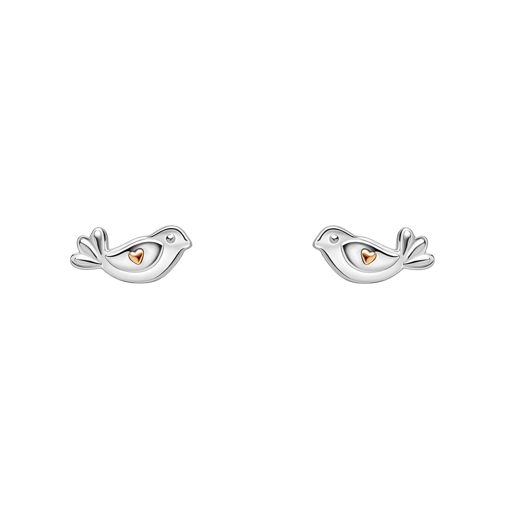 Laura Ashley Silver Kids Rosmere Love Mini Bird Stud Earrings