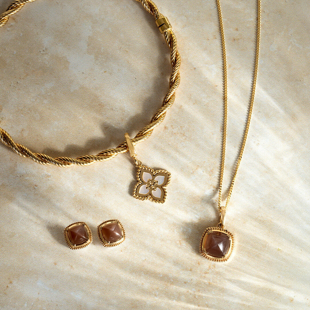 Elements Gold Mother of Pearl Flower Pendant
