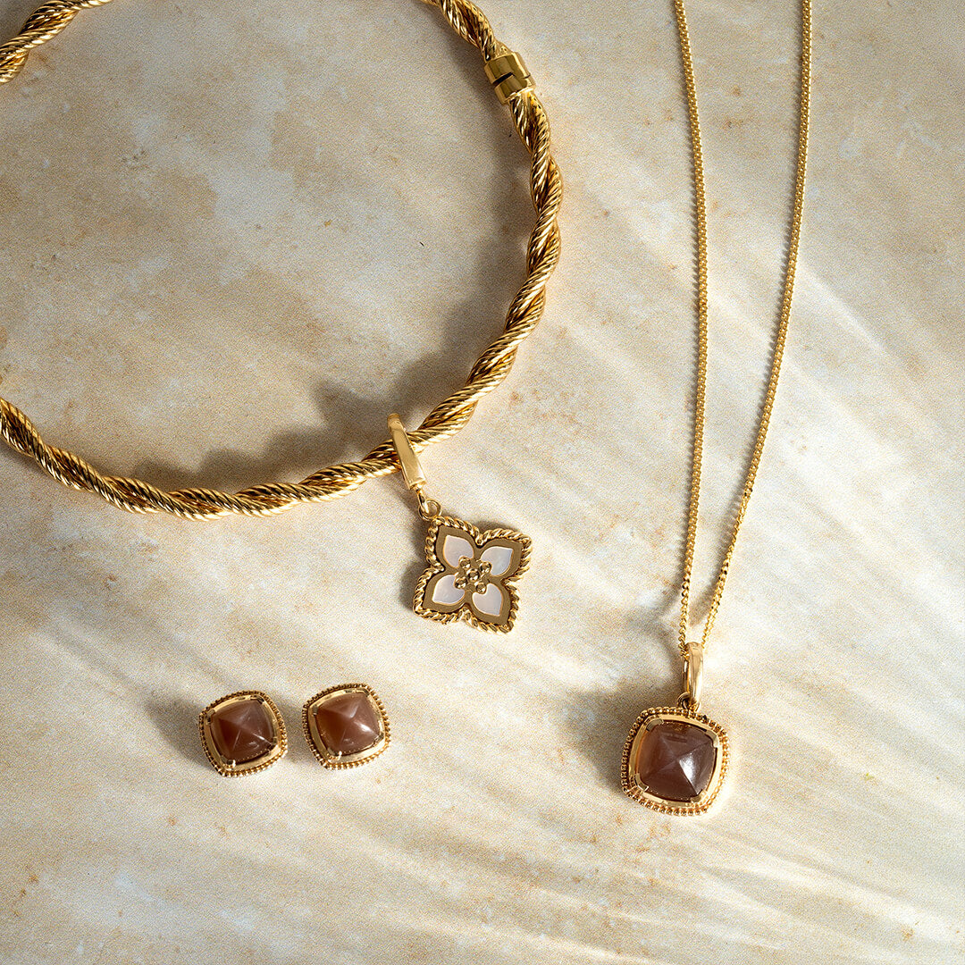 Elements Gold Mother of Pearl Flower Pendant