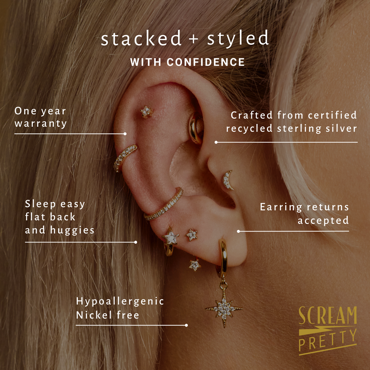 Slim Sparkling Single Ear Cuff