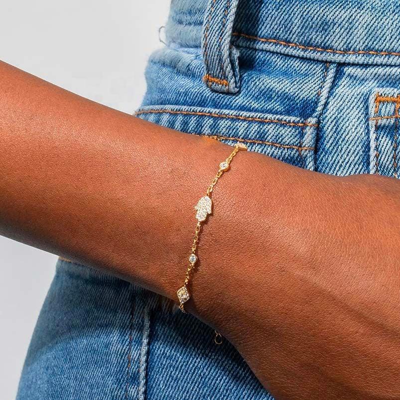 Eina Hamsa Hand & Evil Eye Bracelet | 18K Gold Plated