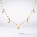 Elsie Star & Moon Charm Necklace | 18k Gold Plated