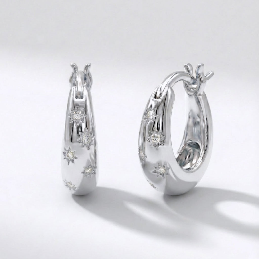 Esti Star Hoop Earrings | Silver