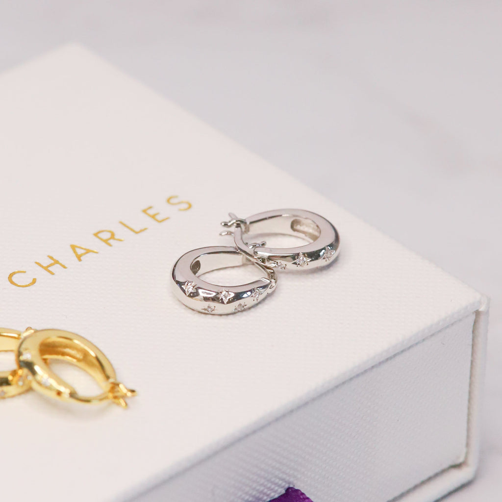 Esti Star Hoop Earrings | Silver