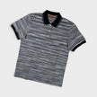 Striped Contrast Collar Polo Shirt Space Dyed Black White
