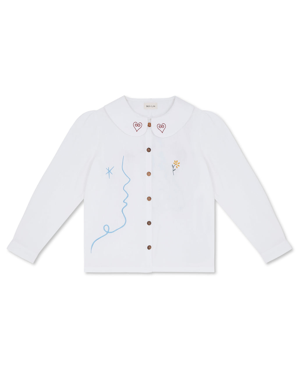 OLALA Embroidered Claudine Linen Blouse - White  x Laetitia Rouget - size M on pre-order for end of September delivery