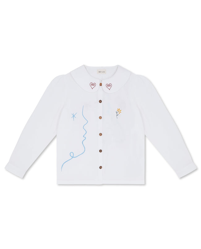OLALA Embroidered Claudine Linen Blouse - White  x Laetitia Rouget - size M on pre-order for the end of September delivery