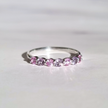 Roze Saffier & Roze Amethist Halve Eeuwigheidsring van Sterling Zilver
