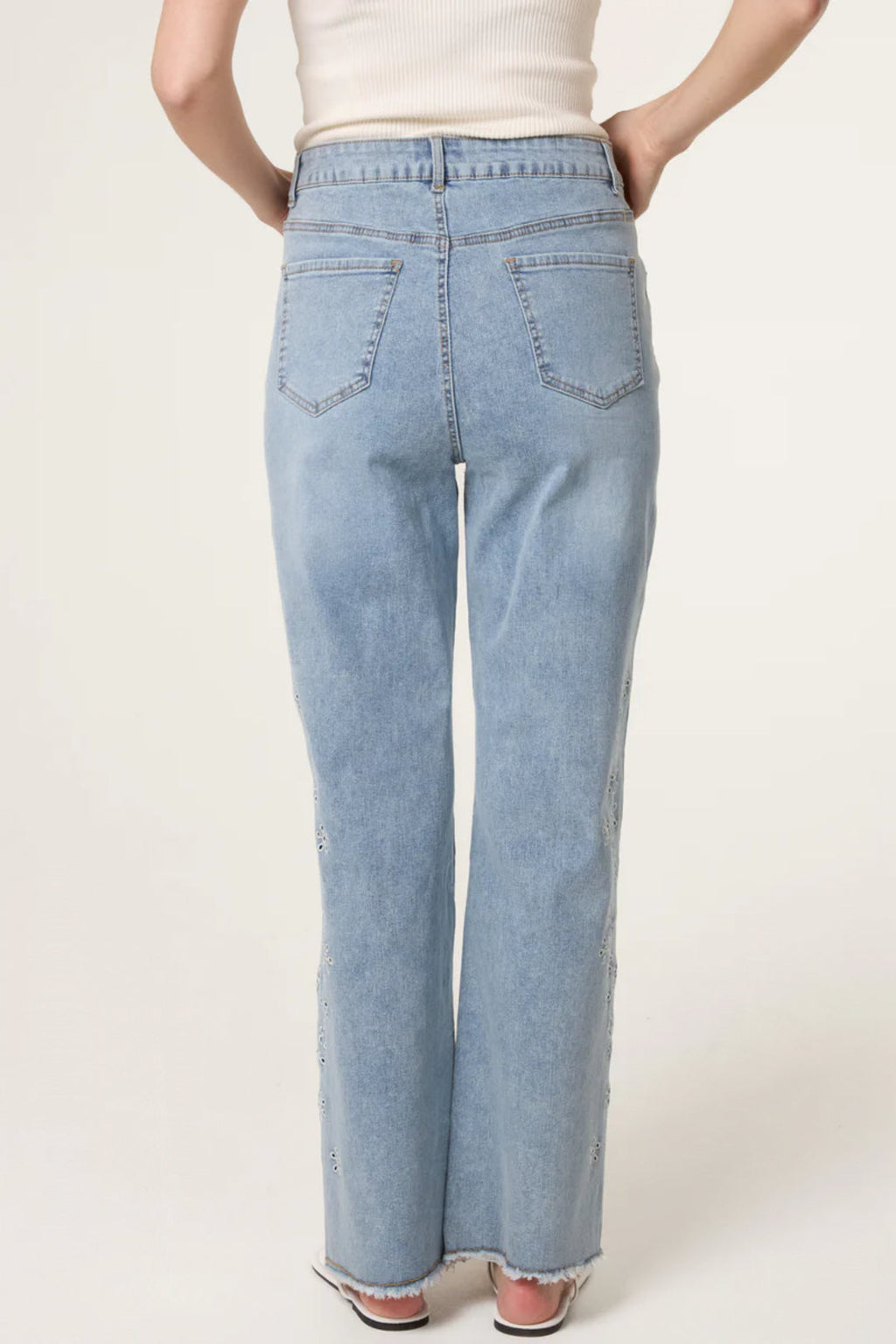 Light Blue Eyelet Embroidered Jeans
