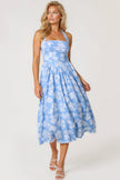 Blue Floral Halterneck Midi Dress