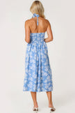 Blue Floral Halterneck Midi Dress