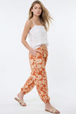 Orange Floral Balloon Trousers