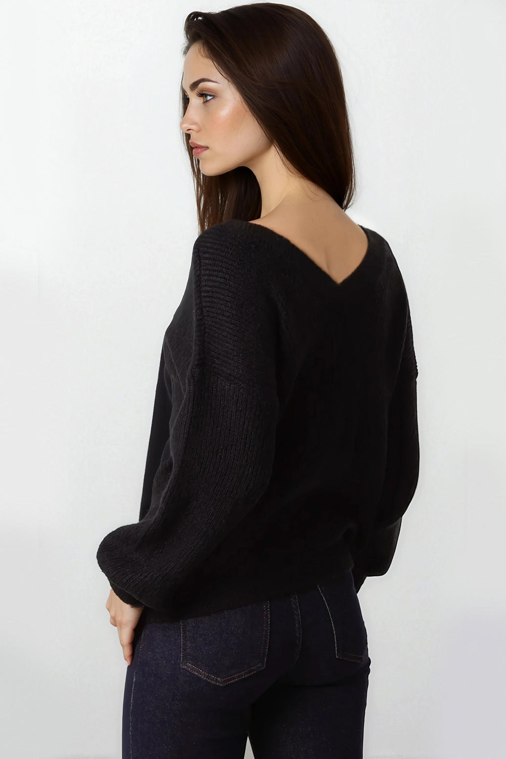Black V-Neck Jumper