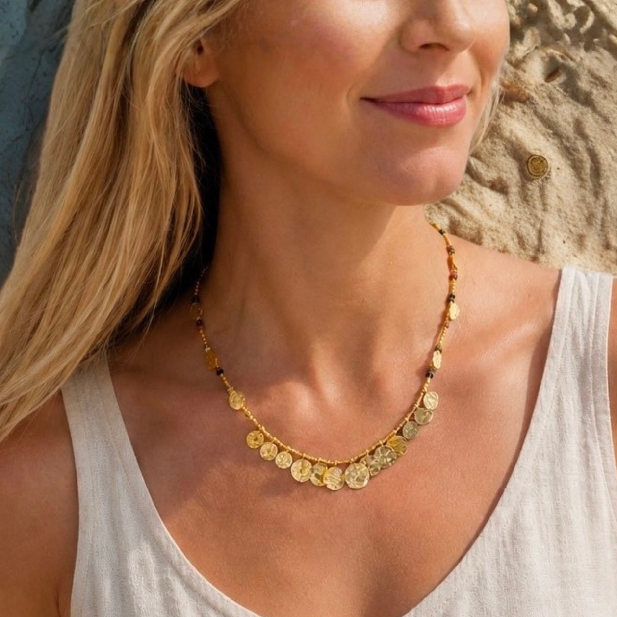 Cleo Coin Necklace: Tourmaline