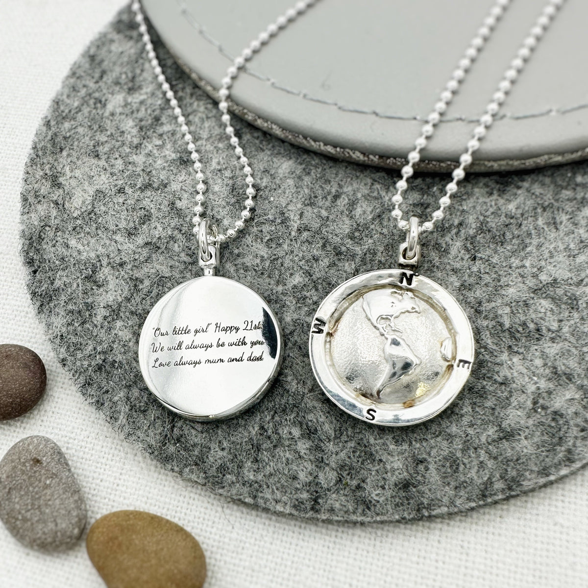 Amerika-Globus personalisiert St. Christopher - Silberkette