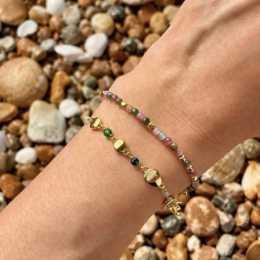 Sofia Nugget Armband Groene Hydro, Groene Jade, Prehniet & Groene Aventurijn
