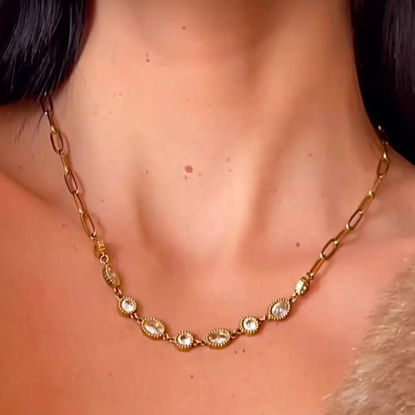 Mellie Luxe Bañado en Oro de 18k Collar con Gemas