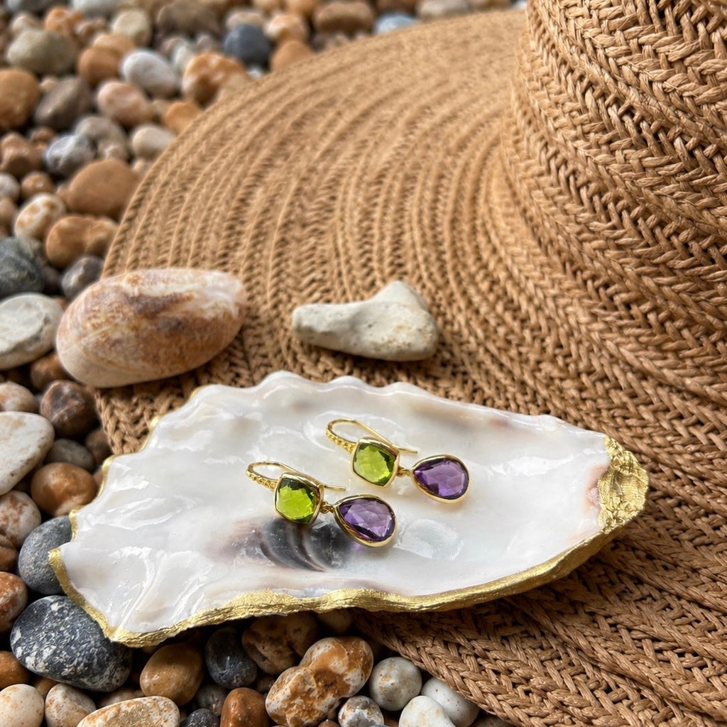 Charis Double Gemstone Earrings Peridot & Amethyst