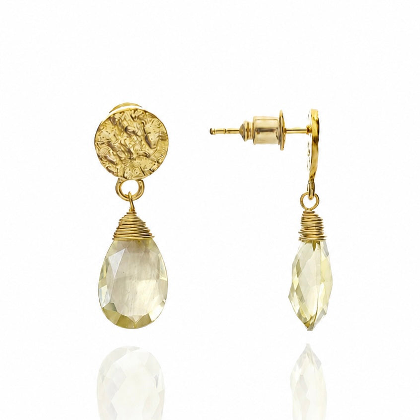 Athena Kate Large Drop Earrings: Lemon Quartz