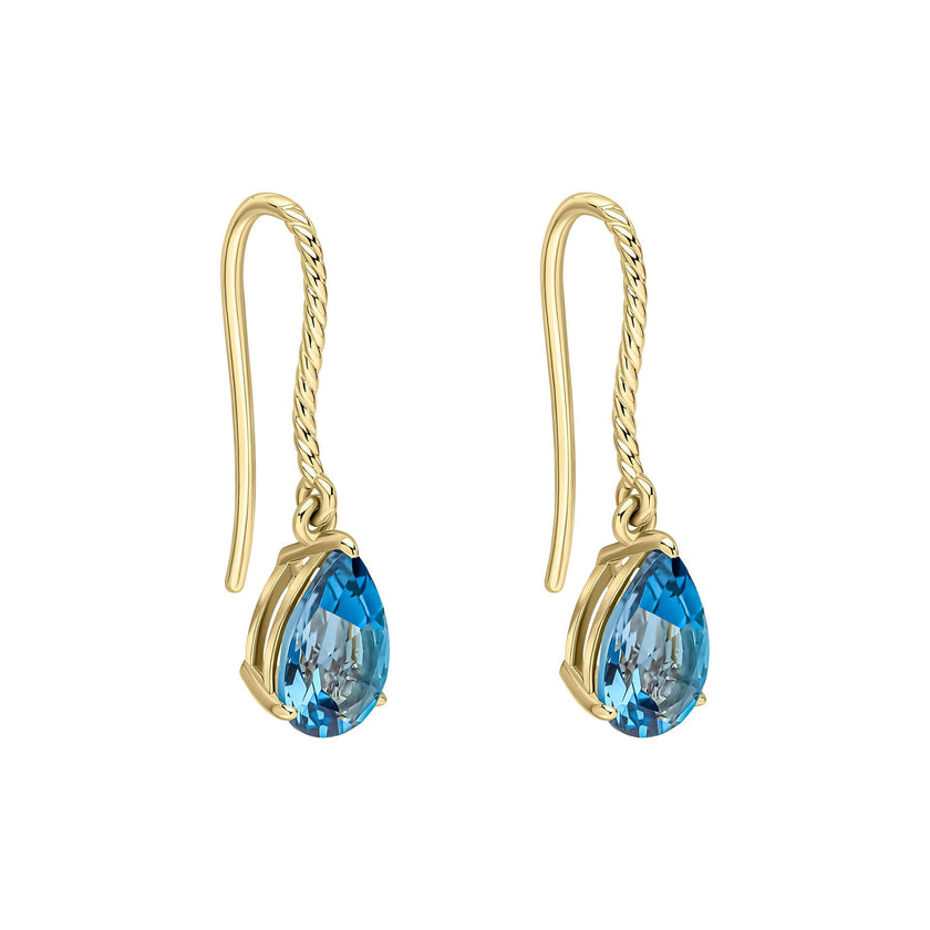 Elements Gold London Blue Topaz Rope Twist Drop Earrings