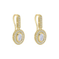 Elements Gold Oval Blue Moonstone and White Topaz Drop Earrings