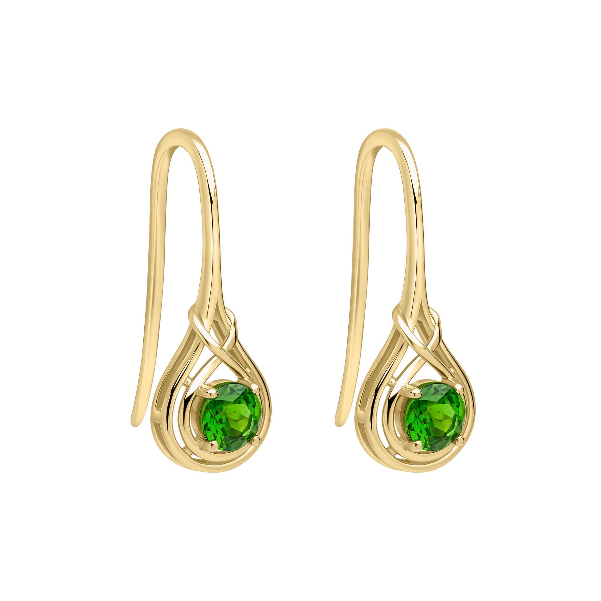 Elements Gold Celtic Green Diopside Hook Earrings