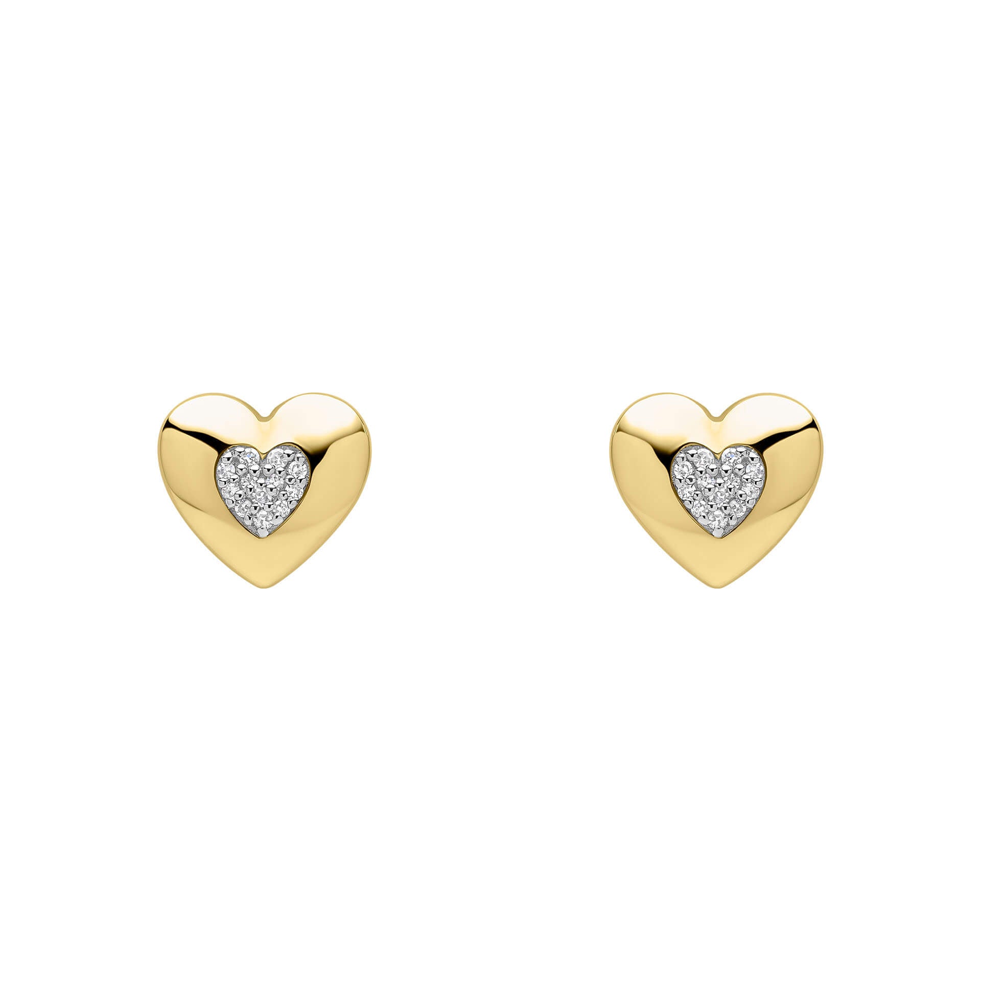 Elements Gold Pavé Diamond Heart Earrings