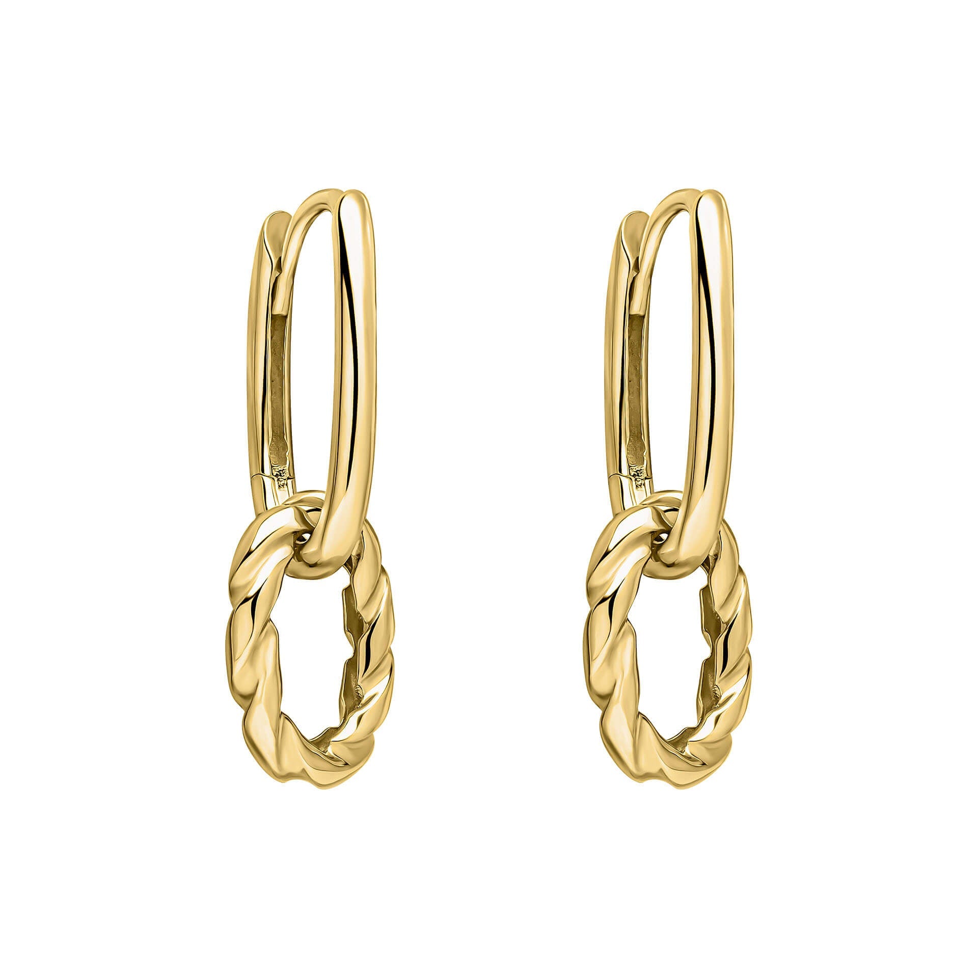 Elements Gold Rope Twist Double Hoop Drop Earrings