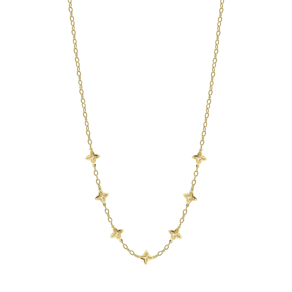 Elements Gold Textured Flower Station Necklace