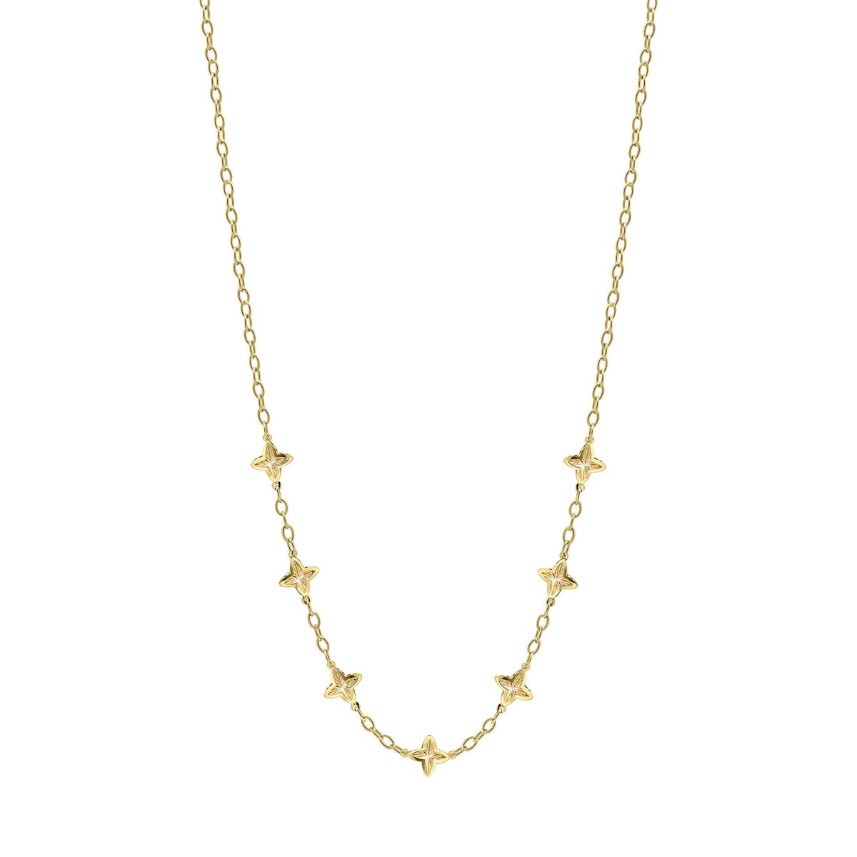 Elements Gold Strukturierte Blumen-Halskette