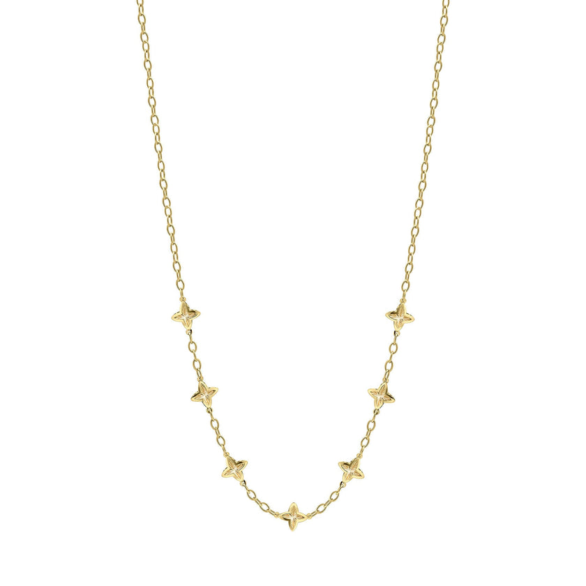Elements Gold Strukturierte Blumen-Halskette