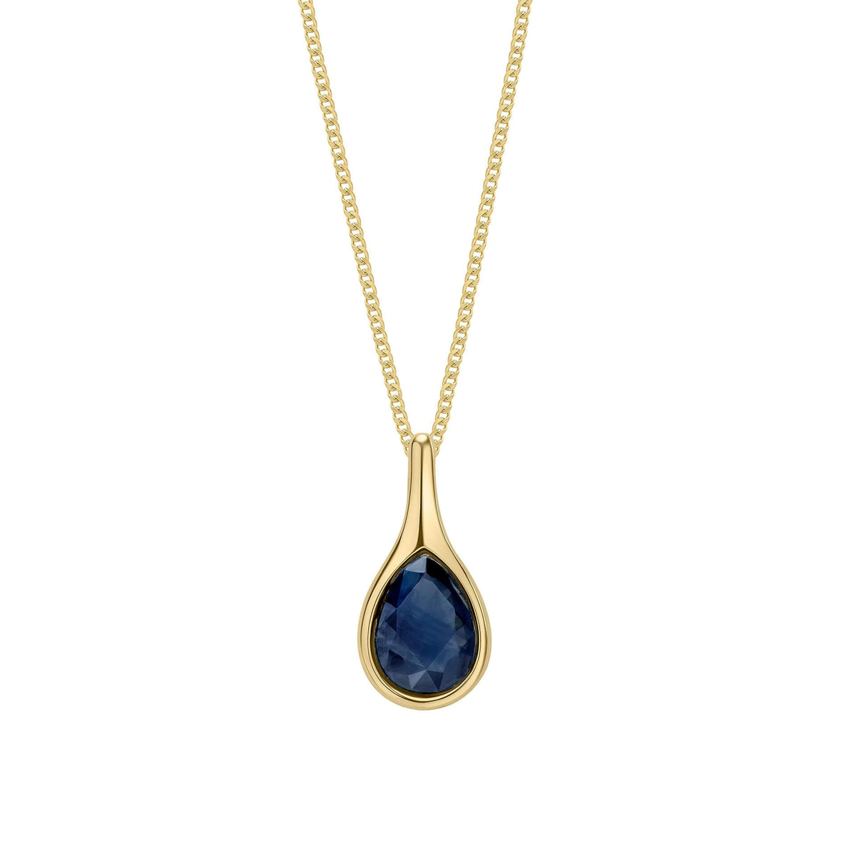 Elements Gold Blauer Saphir Eleganter Teardrop-Anhänger