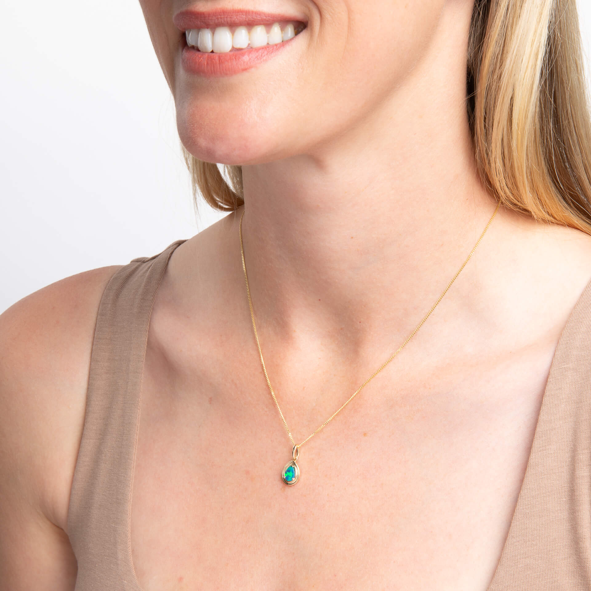 Elements Gold Opal Doublet Teardrop Pendant