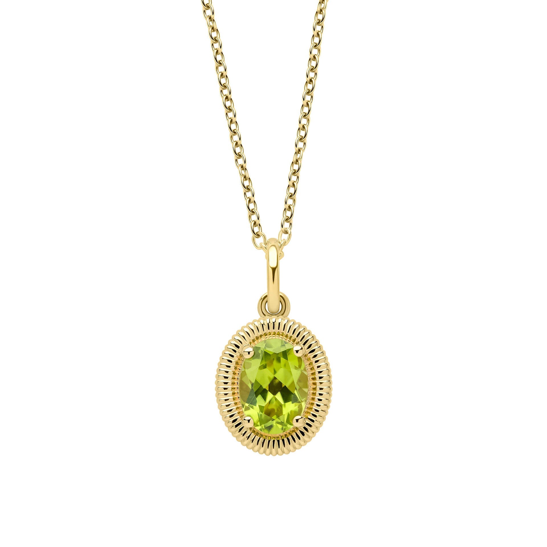 Elements Gold Peridot Oval Ridged Pendant