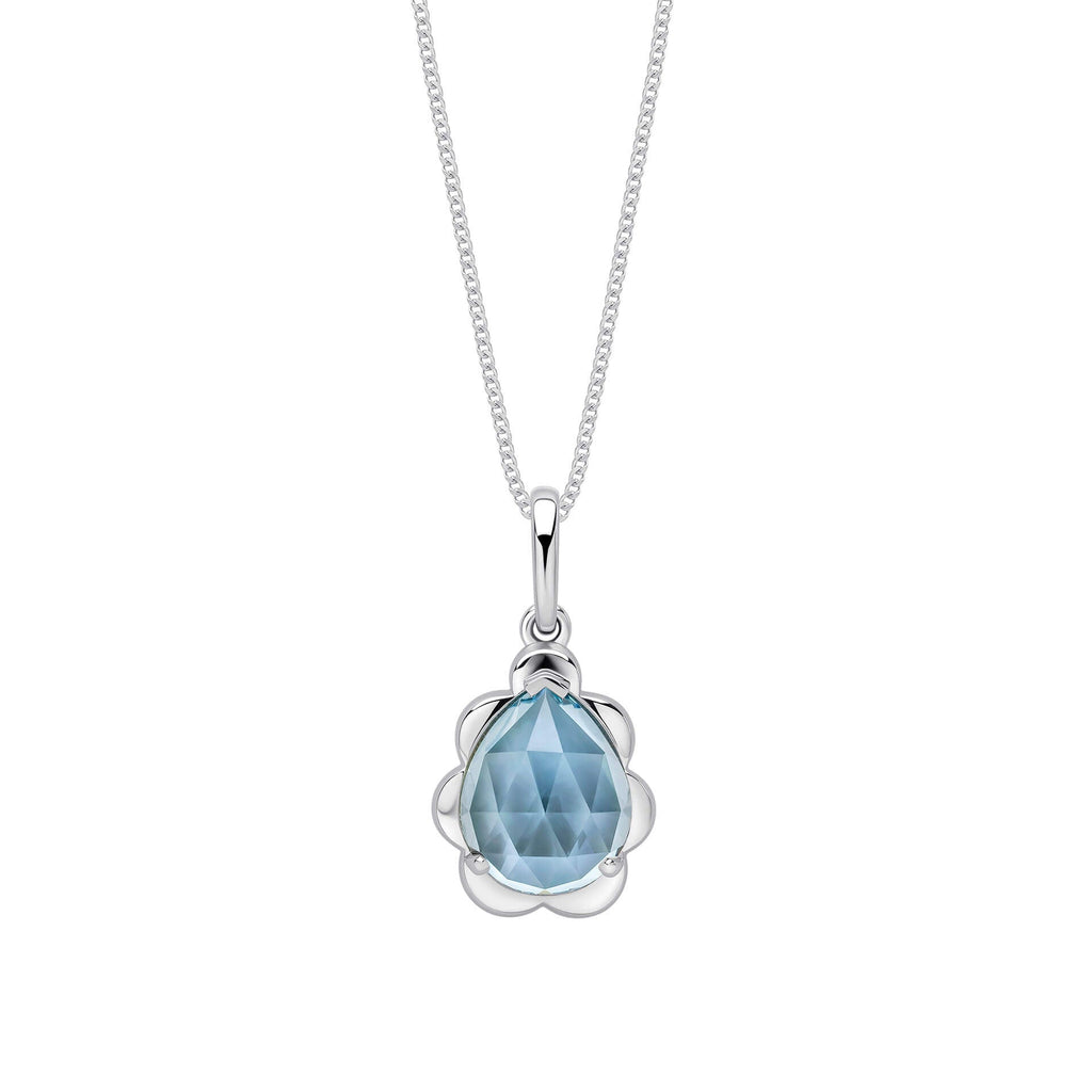 Elements Gold Fancy Cut Sky Blue Topaz Flower Bud Pendant