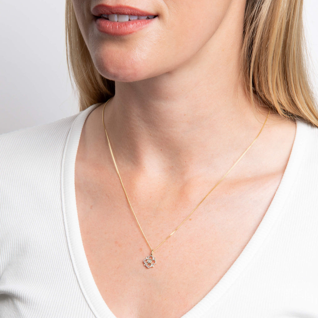 Elements Gold Diamond Floral Pendant